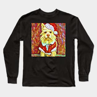 Santa Dog Van Gogh Style Long Sleeve T-Shirt